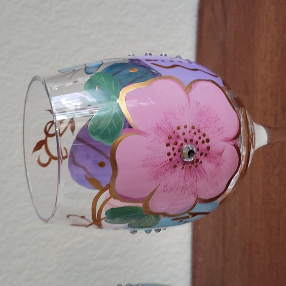 Set of Two Pier 1 Easter Rhinestone Wine Glasses - Picture 3 of 5